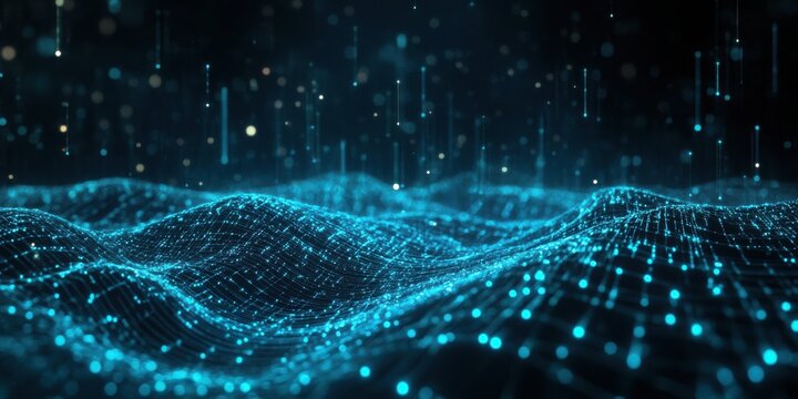 Pulling glitch ripples, glowing motion on the background
