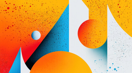 Poster - tranquil illustration showcasing a calm feline spirit with artistic geometric shapes and ample copy 
