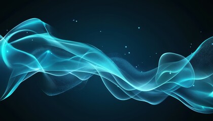 Leinwandbilder - Abstract Blue Glowing Particle Wave Design on Dark Background for Modern Technology Presentation with Dynamic Motion and Futuristic Light Effects