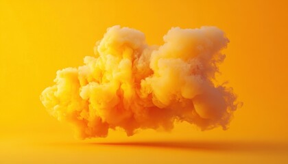 Aufkleber - Abstract Fluffy Yellow Cloud Floating on a Soft Gradient Background in a Studio Shot