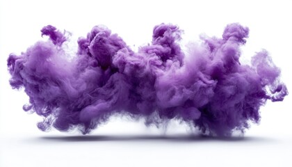 Fototapete - Abstract Purple Smoke Cloud on White Background Artistic Swirl of Ink Colored Powder Explosion and Paint Texture Creates a Dynamic and Vibrant Visual Effect