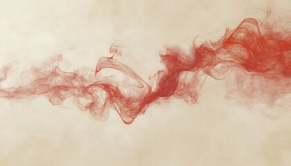 Aufkleber - Abstract Red Smoke Wave on Beige Canvas Background Digital Art Graphic Design Element Texture and Fluid Dynamic Motion for Modern Creative Decoration Wallpaper