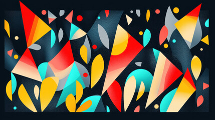 Poster - Playful animal shadows are suggested by the colorful abstract shapes, with ample copy space, creating a whical illustration in a modern graphic design.
