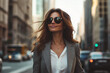 © Masud - Confident Woman Walking in City Street Urban Lifestyle Portrait