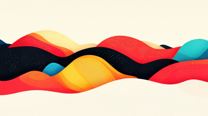 Leinwandbilder - A mesmerizing illustration of vibrant, layered abstract hills mimics a forest silhouette with ample copy space in the middle for creative design projects.