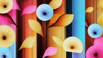 Poster - A vibrant illustration of colorful abstract birdwatching with floral elements and ample copy space in the zero degree position, providing creative inspiration.