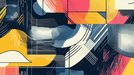 Poster - captivating illustration featu dynamic strokes, bold colors, copy space in the center, offe a modern