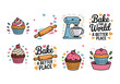 © zagrapic540 - Cute baking clipart set cupcakes, mixer, rolling pin, baking quotes and hearts vector collection
