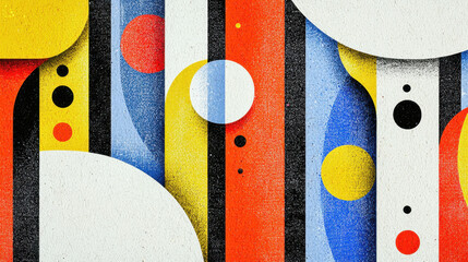 Poster - an illustration of avian diversity with vibrant colors, geometric shapes, and copy space for educati