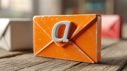 Poster - Orange envelope with a white letter representing the concept of chief content officer and purposeful messaging in communication