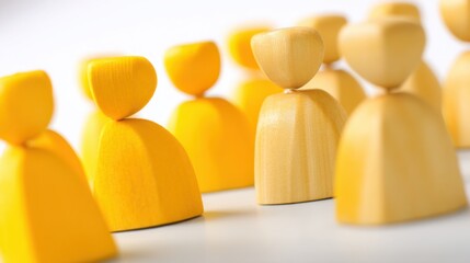 Poster - diverse group of wooden people symbolizing collaboration and teamwork in chief delivery officer conc