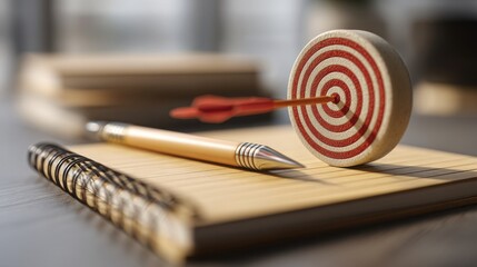 Poster - Classic pen placed next to a symbolizing goals and clean investment strategies for achieving success