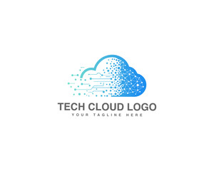 Poster - Tech cloud vector logo design representing data and network connection