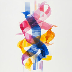 Poster - Abstract artwork featuring flowing ribbons in vibrant colors. Use for modern design or branding. Evokes fluidity and energy great for posters and websites.