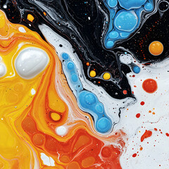 Poster - Abstract artwork with swirling paint creating a visual symphony. Use for digital backgrounds textiles or wall art to add color and depth.