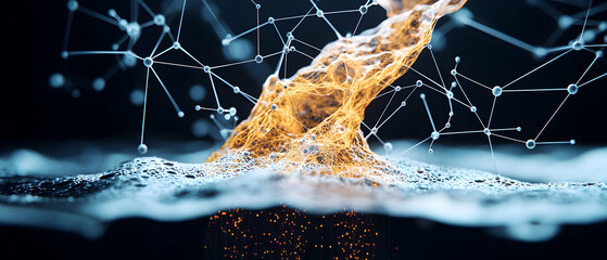 Poster - Abstract artwork depicts a network of connections. Ideal for science tech or data visualization. Use it as a digital background or graphic element.