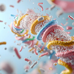Poster - Abstract image of cellular structures. Ideal for biology educational content or as a creative background design for scientific websites or presentations.