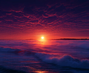 Wall Mural - Ocean Sunset created with Generative AI Technology, ai, generative