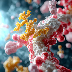 Poster - A detailed visualization of biological structures possibly related to cell biology or microscopic entities. It suits educational or scientific illustrations.