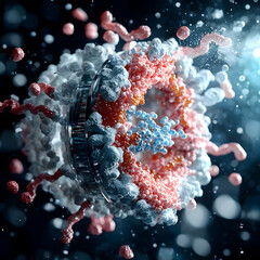 Poster - an abstract 3d render of a virus or cell structure. good for educational materials or scientific ill