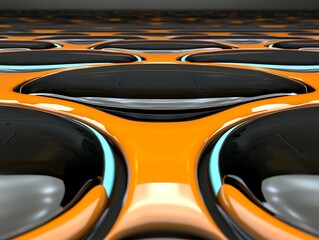 Poster - Abstract Pattern of Orange and Black Spheres on a Smooth Surface