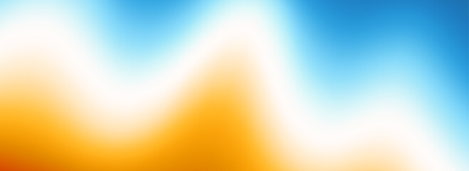 Poster - Calm beach gradient background. Abstract ocean sand coast concept. Smooth wavy seaside backdrop. Blurred pastel light blue and orange wave wallpaper. Soft summer sea shore gradient banner. Vector