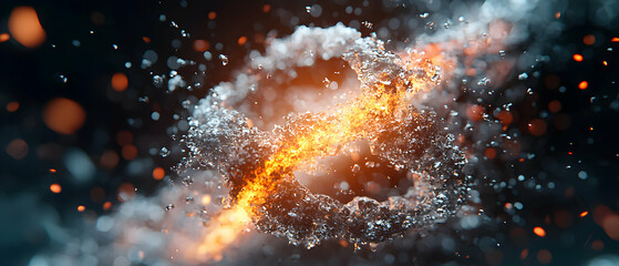 Poster - abstract art depicts a dynamic process. the image shows molten energy swirling within a fluid struct