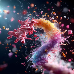 Poster - abstract splash of vibrant colors forms a dynamic design. perfect for science art or creative visual