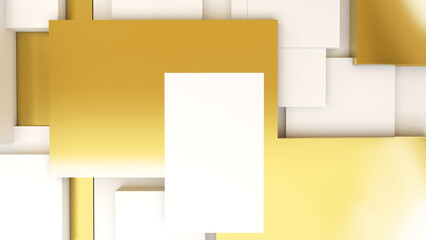 Poster - abstract geometric shape background white and gold squares Used in graphics or background images to add various messages.,3d rendering