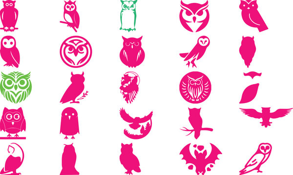  Owl  bundil simple icon. Vector ICON all icon Viktor 