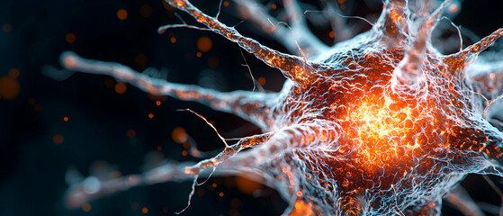 Poster - a vibrant artistic depiction of a neuron. use it for educational material about the brain or as a st