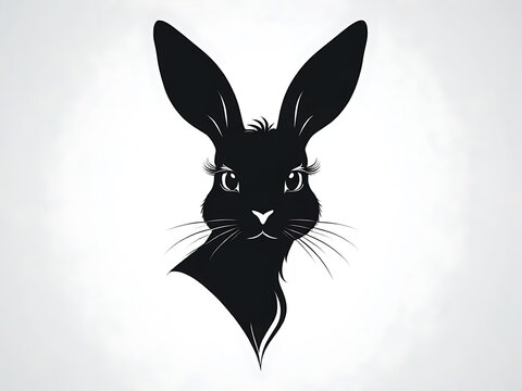 Elegant rabbit head silhouette icon on a clean white background.