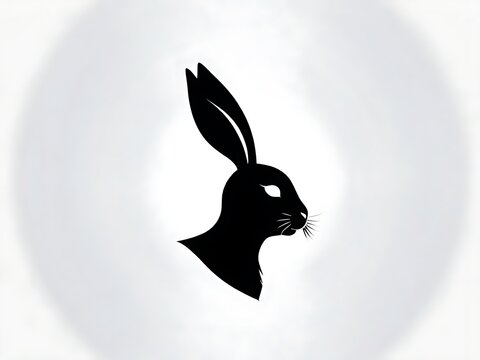 Elegant rabbit head silhouette icon on a clean white background.
