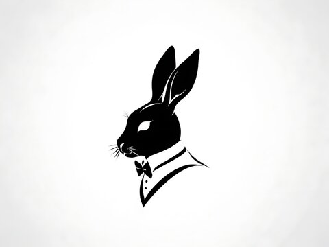 Elegant rabbit head silhouette icon on a clean white background.