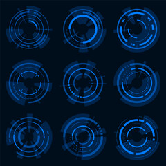Wall Mural - high tech hud user interface, futuristic sci-fi display with details for your screen
