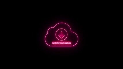 Poster - Pink Neon Cloud Downloading Animation