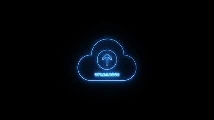 Poster - Cloud Uploading Neon Animation On Black Background