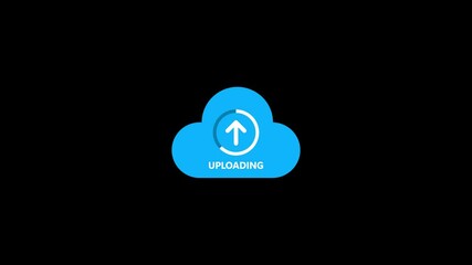 Fototapete - Cloud Uploading Animated Icon On Black Background