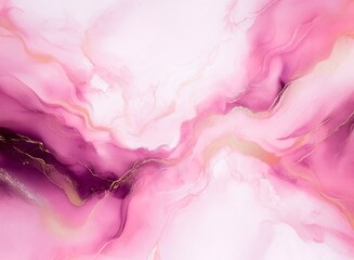 Aufkleber - Abstract fluid art painting in shades of pink, purple, and gold.  Swirling, flowing colors create a dreamy, ethereal effect.  Metallic accents add subtle shimmer and depth.