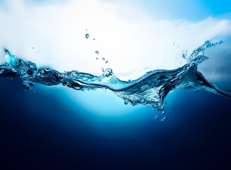 Leinwandbilder - Dynamic water splash,  a wave cresting, revealing both surface and underwater views with air bubbles and sunlight.  A serene and refreshing scene.