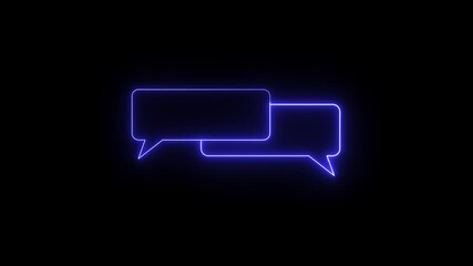 Poster - Neon Speech Bubbles Glowing On Black Background