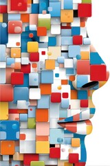 Poster - Abstract Representation of Business Concepts Through Innovative Technology with Double Exposure and Colorful Blocks in a Creative Design