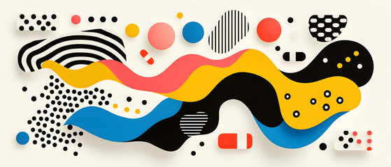 Poster - Abstract art composition with layered shapes and vibrant colors. Perfect for web design book covers or posters.