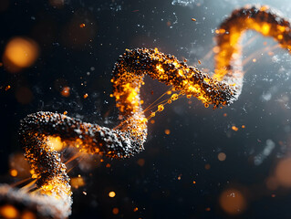 Poster - an abstract depiction of dna structure with a glowing effect. suitable for science presentations or 