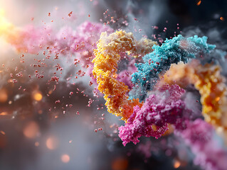 Poster - Abstract image of molecular structures. Could be used for scientific articles presentations educational resources or marketing materials. Great visual aid.