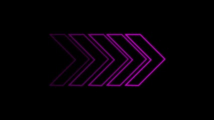 Fototapete - Arrows With Neon Glow Effect Animation On Black Background Motion Graphics