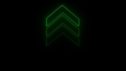 Poster - Green Neon Arrows Pointing Upwards Abstract Glowing Motion Graphics Background