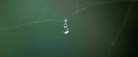 Wall Mural - spider web with a drop of water hanging from it