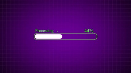 Fototapete - Processing Bar Animation With Percentage On Grid Background Loopable Technological Progress