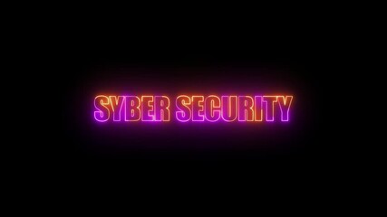 Poster - Cyber Security Neon Light Glowing Animation On Black Background Video